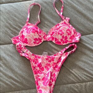 Shein Floral Pink Bikini Set